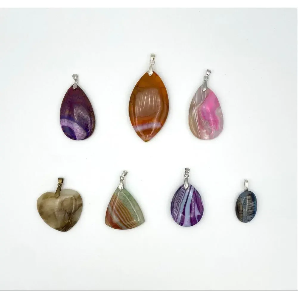 Destash Lot 18 Stone Pendants and Bails Jewelry Making & 1 Glass Pendant Lot #2